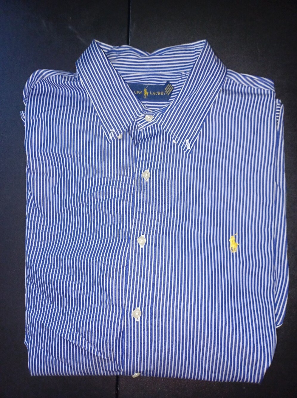 Polo Ralph Lauren Long Sleeve Button Down Shirt Big Mans Size 2XL Blue Stripe 2X